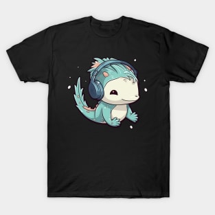 Cute Axolotl Grooving: Melodies in Tiny Ears T-Shirt